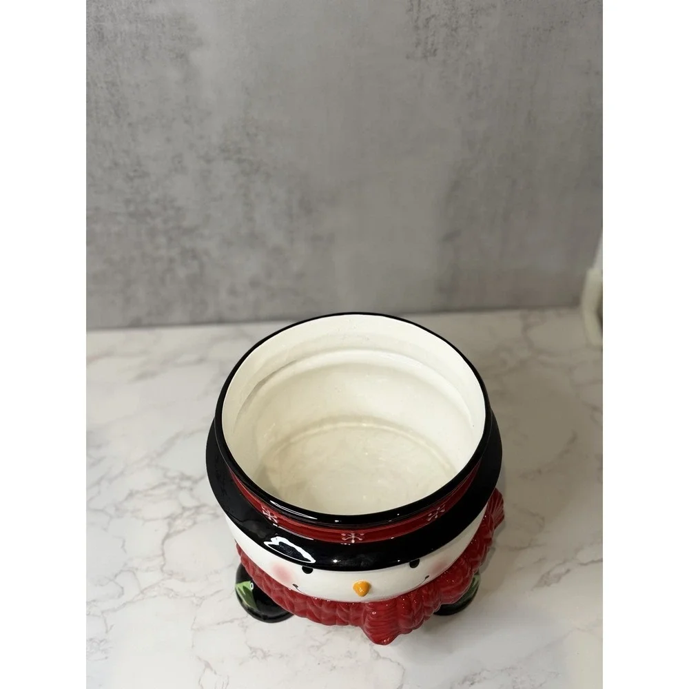 Home Accents Snowman Popcorn Or Candy Bowl Planter Centerpiece Ceramic Christmas